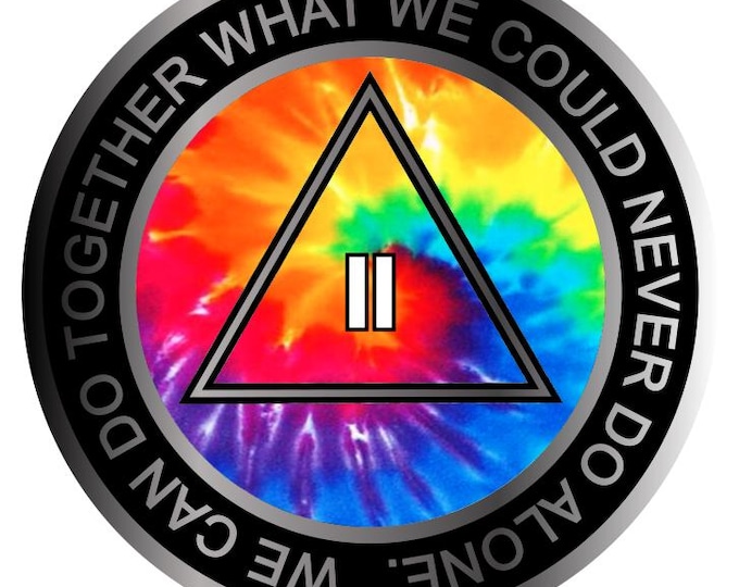 Tie-Dye AA Medallion – Retro Rainbow Recovery Chip with Resin Finish