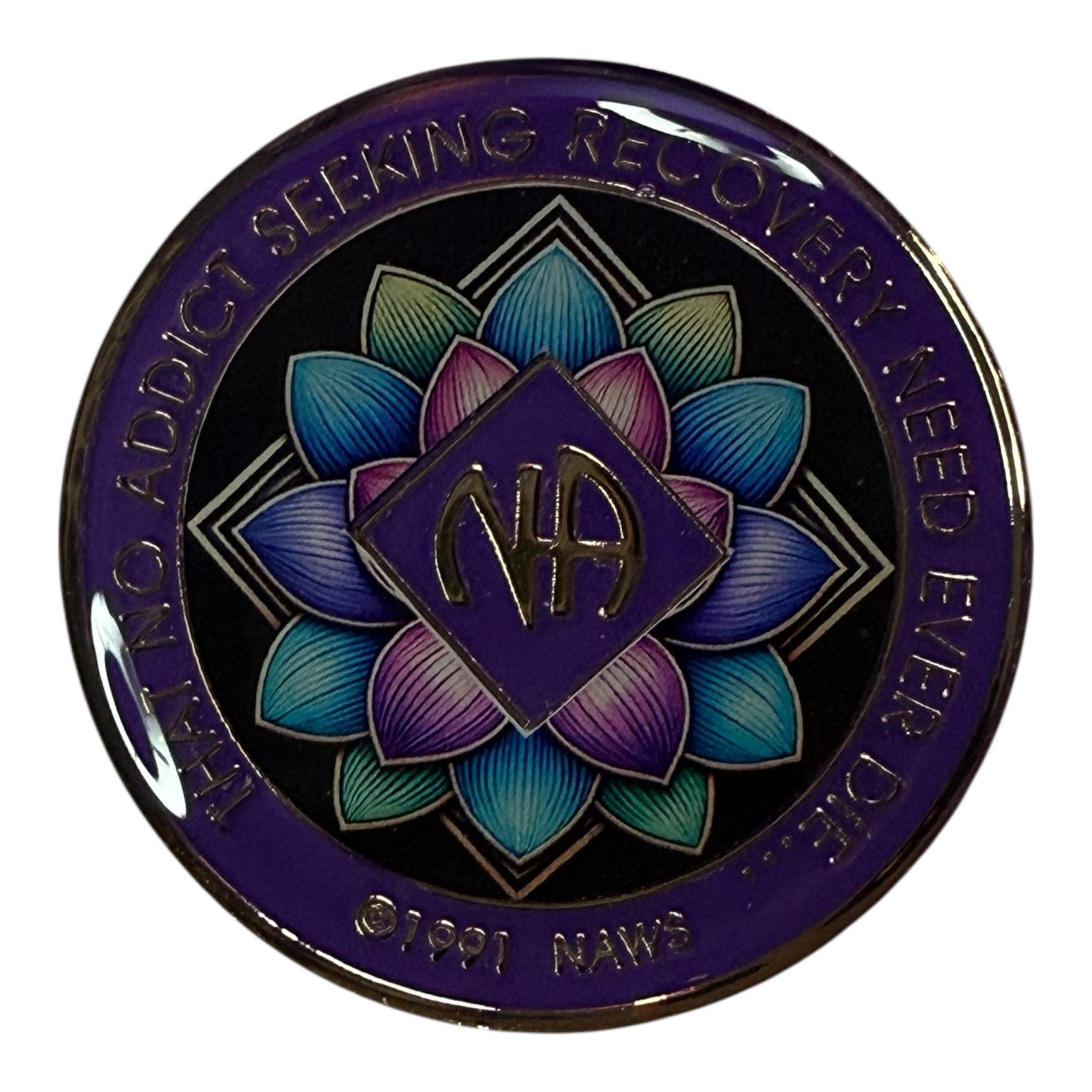 Lotus Flower NA Medallion – Narcotics Anonymous Sobriety Chip – Bronze ...