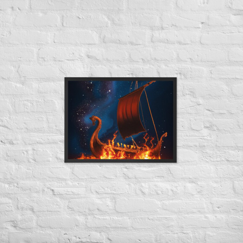 AI Generated Art Viking Longship Framed Poster / Viking Wall Etsy