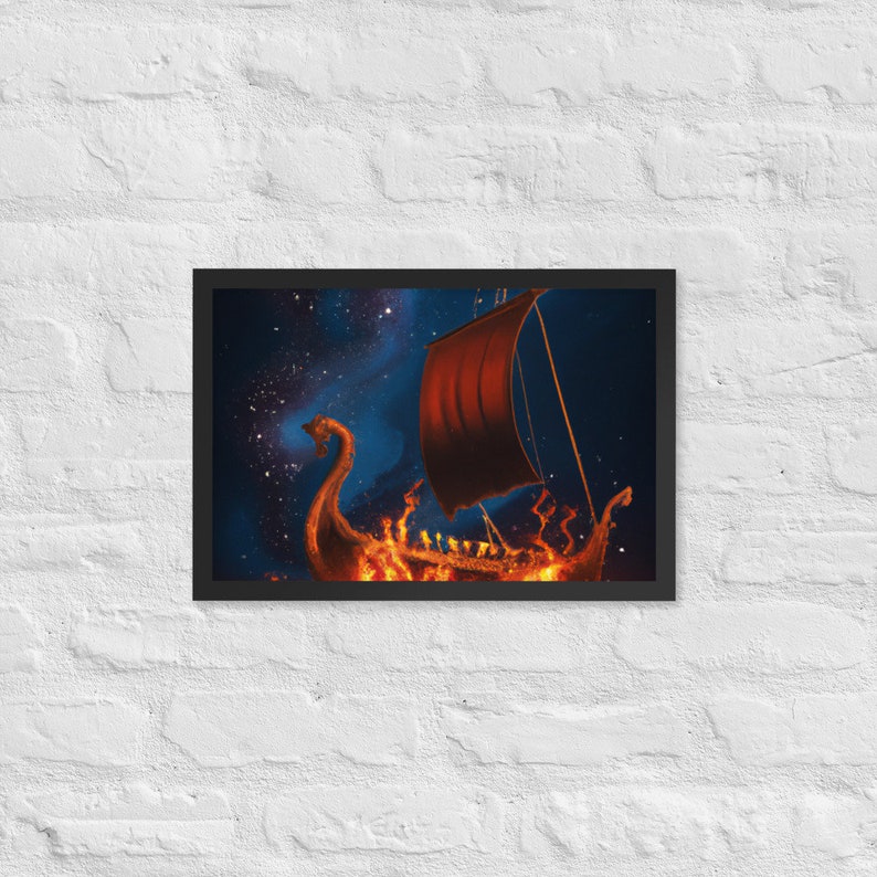AI Generated Art Viking Longship Framed Poster / Viking Wall Etsy