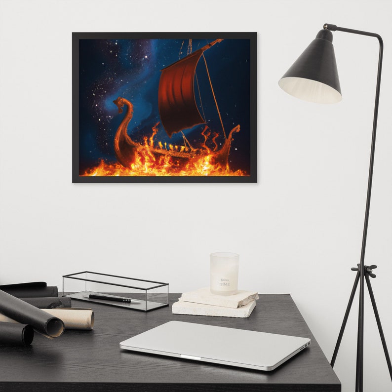 AI Generated Art Viking Longship Framed Poster / Viking Wall Etsy