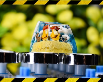 Psy.duck pirates keycap resin, custom Yellow Duck keycap, gift for him, birthday gift, artisan keycap for mechanical keyboard