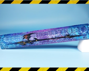 FFXIV Gae Bolg spatiebalk keycap hars met blauwpaarse achtergrond, aangepaste spatiebalk keycap, hars keycap voor mechanisch toetsenbord