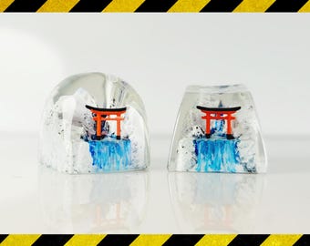 Torii Gate keycap resin, custom Winter Torii keycap, gaming keycap, Cherry MX keycaps, birthday gift, artisan keycap for mechanical keyboard