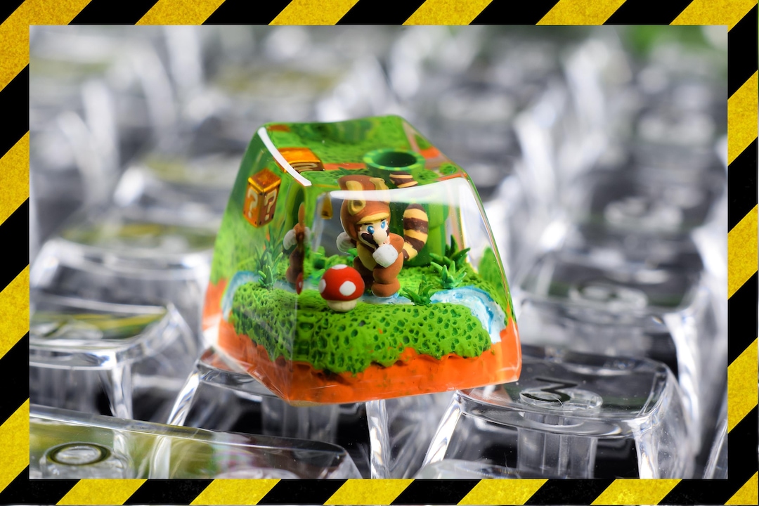 Mario Raccoon Keycap Resin, Super Mario Game Characters, Yoshi Keycap ...