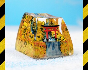Torii Gate keycap resin, custom Autumn Torii keycap, gaming keycap, Cherry MX keycaps, birthday gift, artisan keycap for mechanical keyboard