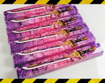 Mistsplitter Reforged Sword spacebar keycap resin with purple pink background, custom spacebar keycap, resin keycap for mechanical keyboard