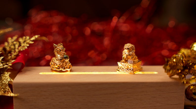 Combo Golden Dragon and Unicorn keycaps, gaming keycap, lucky mascot keycap, birthday gift, artisan keycap for mechanical keyboard