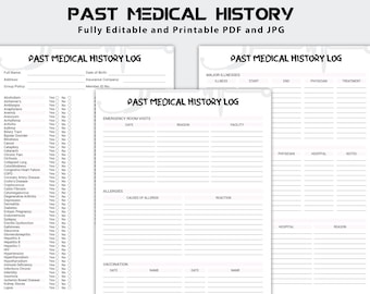 Verleden medische geschiedenis Log, Familie Medische Geschiedenis Formulier, Medisch Dossier, Persoonlijke gezondheidsgeschiedenis, Medische gezondheid, Familie Gezondheidsgeschiedenis