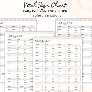 Printable Vital Sign Chart, Vital Sign Log, Vital Sign Tracker, Vital sign Sheet, nursing vitals sheet