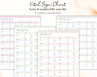 Afdrukbare Vital Sign Chart, Vital Sign Log, Vital Sign Tracker, Vital sign Sheet, nursing vitals sheet