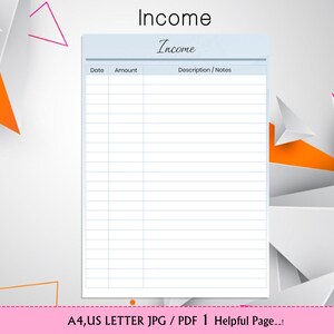 Printable Income Tracker, Income Tracker