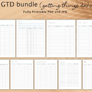 Printable Getting Things Done GTD Planner, GTD worksheets, Getting Things Done Template, GTD inserts, Gtd digital planner