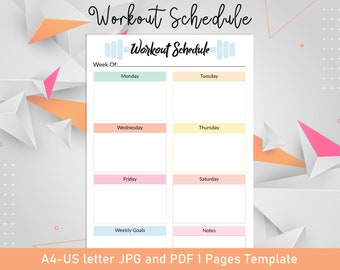 Afdrukbaar trainingsschema, wekelijkse training, maandelijkse trainingstracker