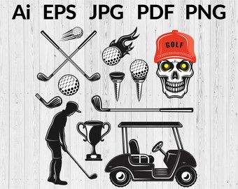 Golf svg bundel, golf svg, golfclub svg, golfbal svg, Knip bestanden voor Cricut &Silhouette