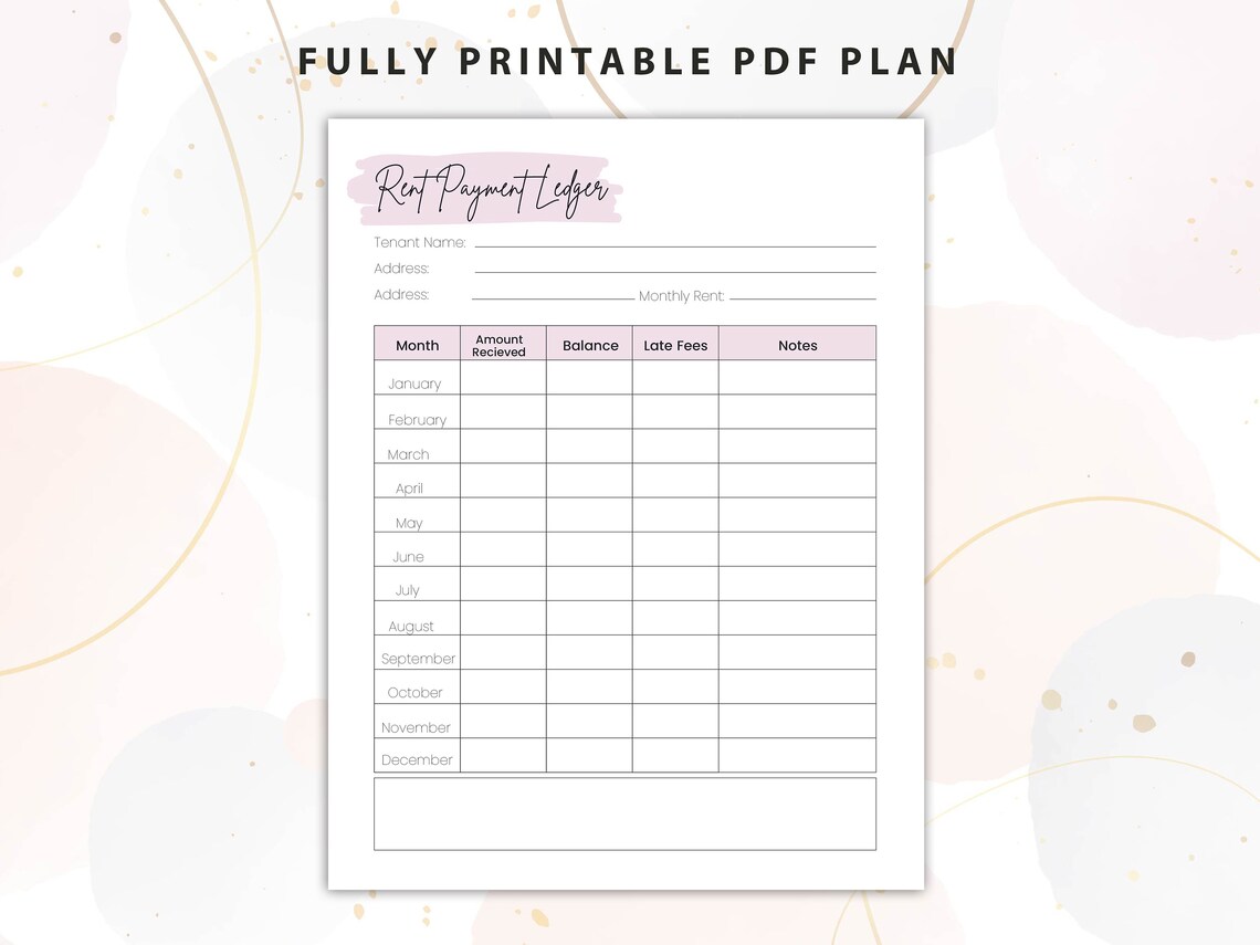 Printable Rent Payment Ledger Printable Rent Payment Ledger Template