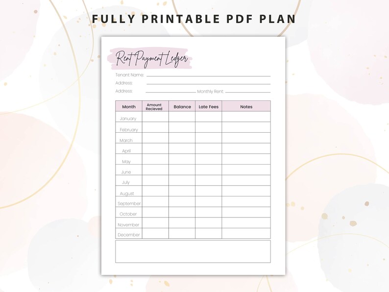 Printable Rent Payment Ledger Printable Rent Payment Ledger Template