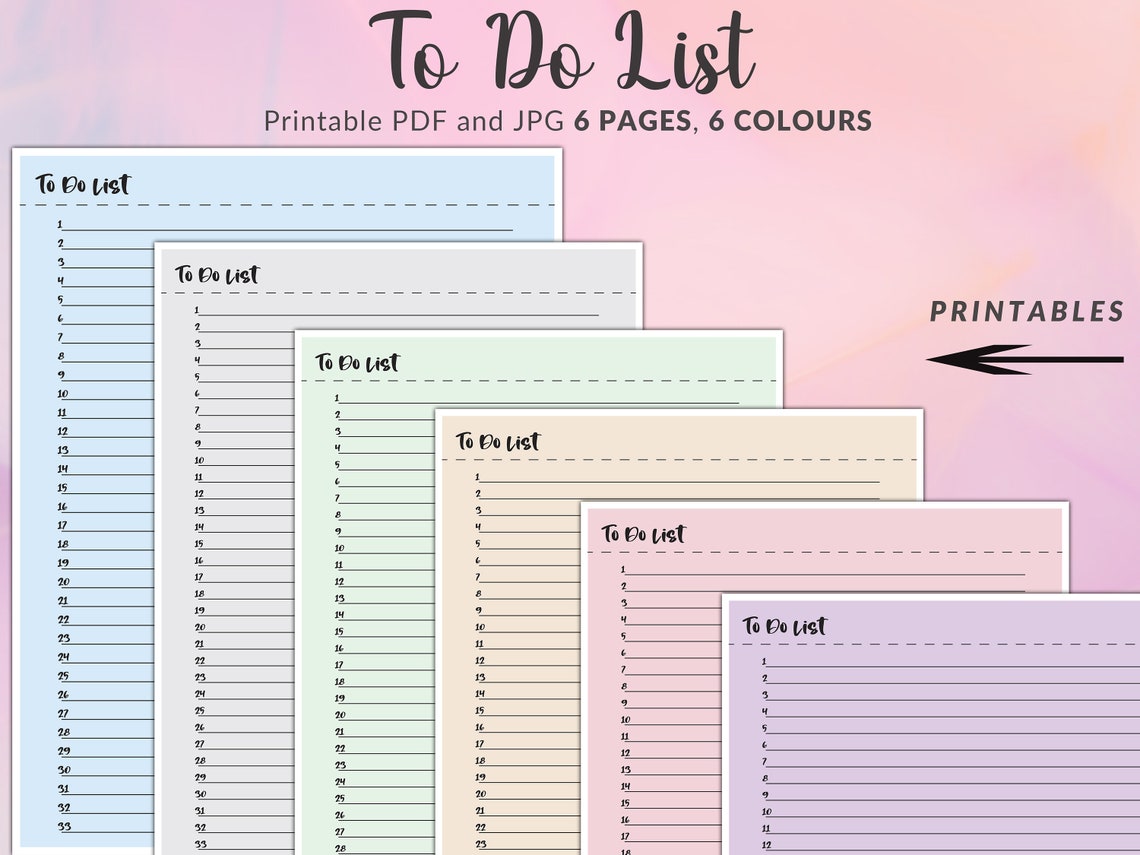 Printable to Do List, to Do List Pages, Daily to Do List, Productivity