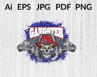 Gangster Skull Svg, Gangster Skull Smoking Cigar Digital File, Gangster Skull Smoking Cigar Svg, Skull Svg, Gangster Svg, Cigar Svg