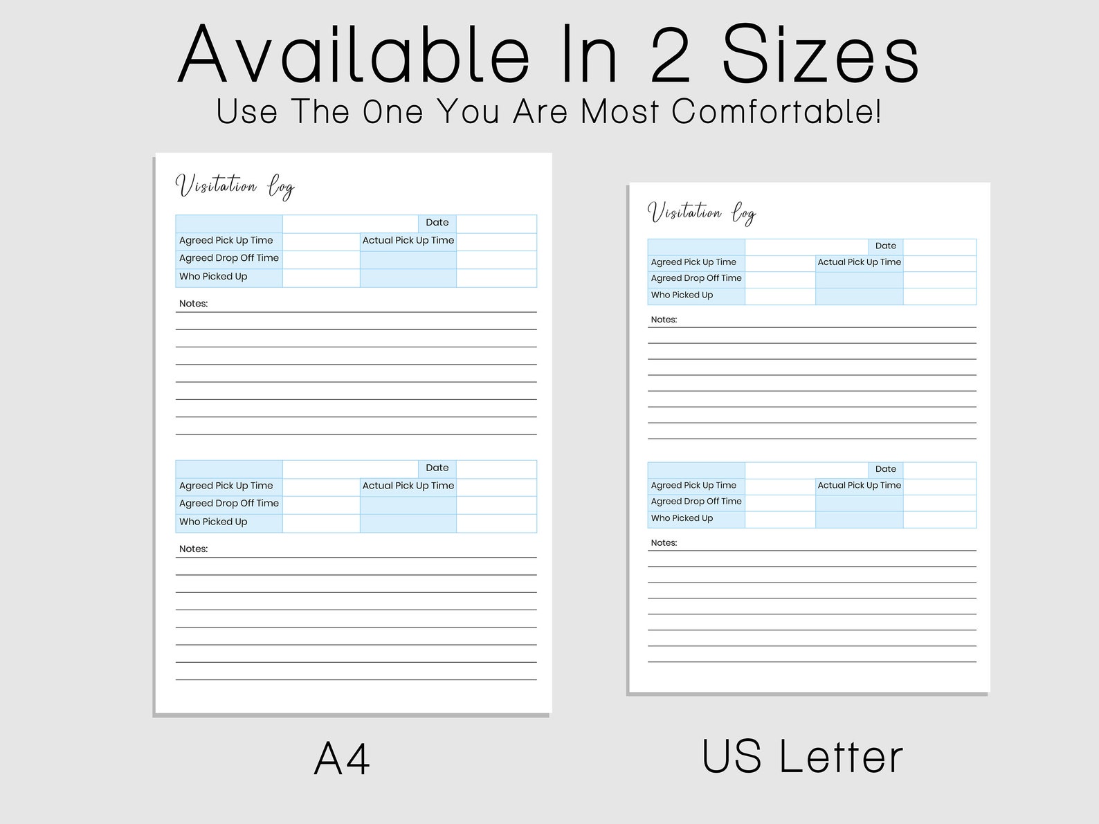 Printable Visitation Log, Visits Tracker, Visitation Notes Etsy