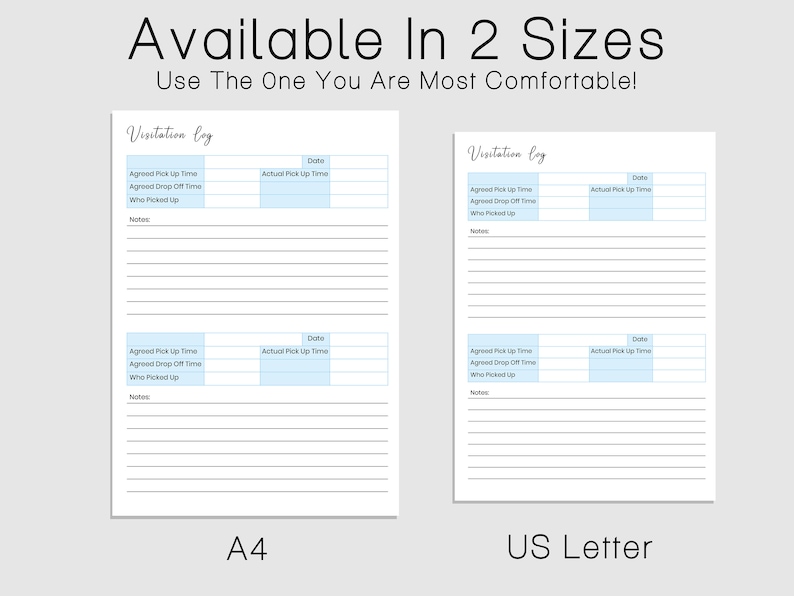 Printable Visitation Log, Visits Tracker, Visitation Notes - Etsy