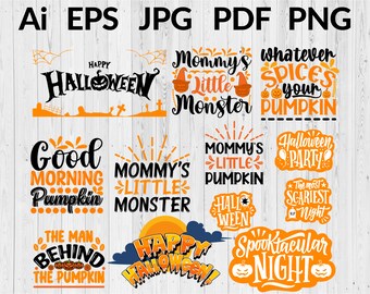 Halloween Quote Clip Art, Halloween Quote Svg, Halloween Quote Png, Halloween Svg Bundel, Set van 12 Halloween SVG Bundel, Svg gesneden bestanden