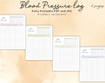 Printable Blood Pressure Log, Monthly Blood Pressure Tracker, Blood Pressure Log Book Printable, High Blood Pressure Tracker