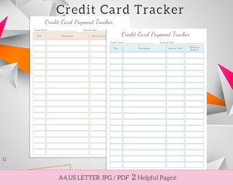 Afdrukbare creditcard betalingstracker, creditcardbetalingsplan