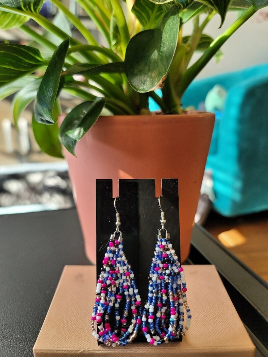 Mixed Color Swoop Fringe Brick Stitch Earrings - Etsy