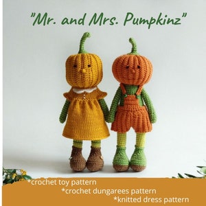Halloween crochet doll PATTERN / Amigurumi pumpkin head toy, Fall decoration doll for Thanksgiving, Amigurumi stuffed girl boy Mr. Pumpkinz