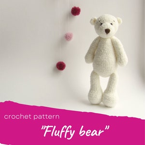 Fluffy bear CROCHET PATTERN / Amigurumi toy crochet pdf, Stuffed polar bear tutorial, Crochet amigurumi teddy, Large plush teddy bear