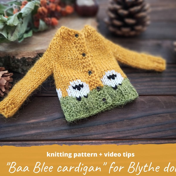 Cardigan mouton motif tricot pour poupée Blythe à Pâques / pull Baa blee pour Pullip, tricots miniatures pour poupée de 11 pouces, vêtements en peluche