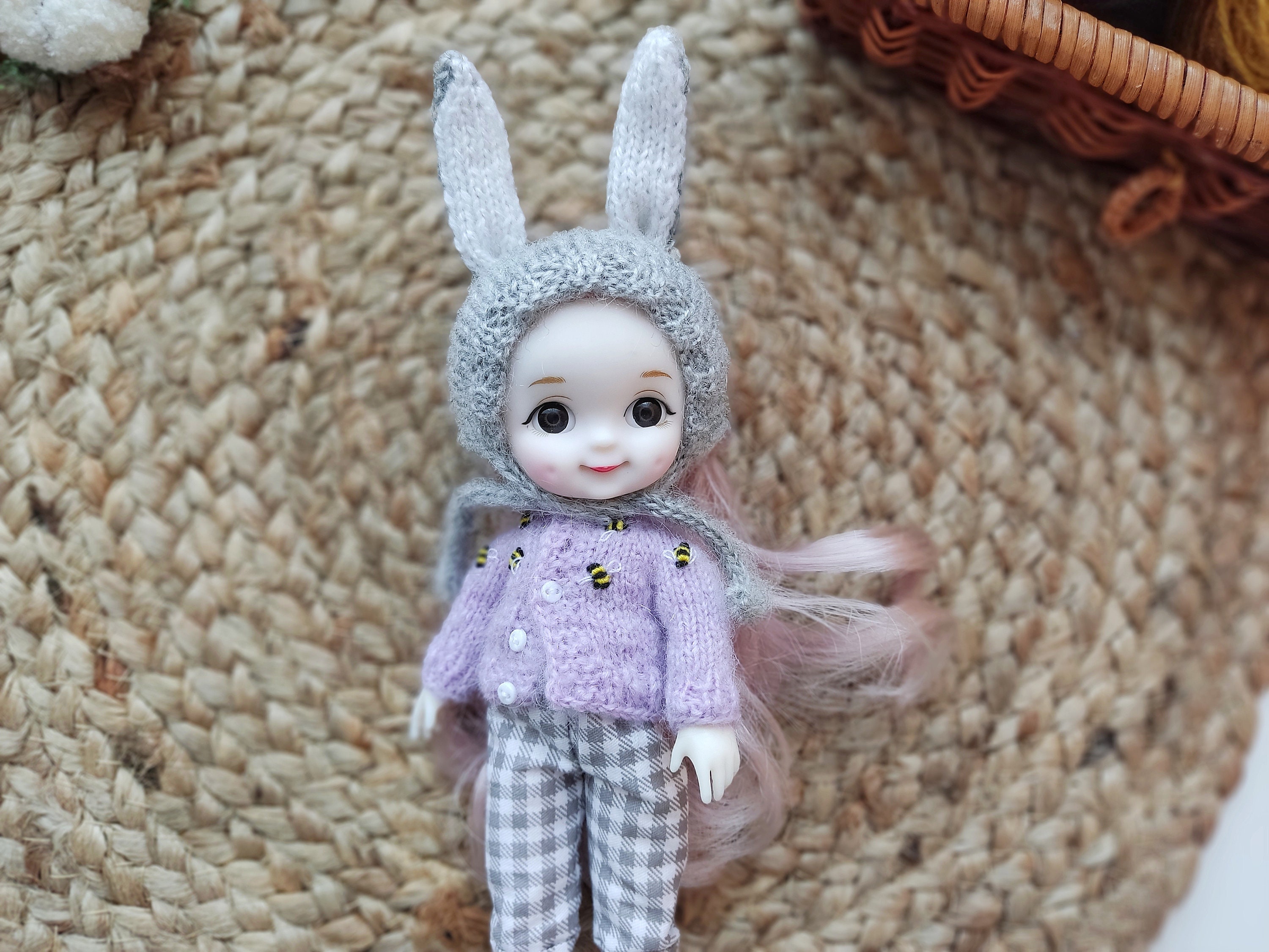 Tiny Bunny Hat for Miniature Doll KNITTING PATTERN / Obitsu Clothes on ...