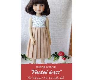 PDF Sewing Pattern - Pleated Dress for Ruby Red Fashion Friends (14.5 inch / 36 cm dolls)
