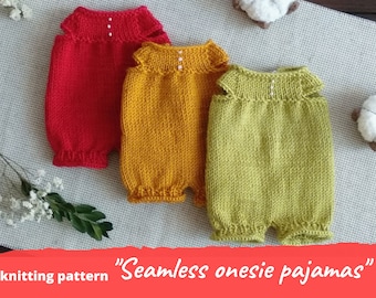Mini onesie for toy KNITTING PATTERN, Jumpsuit pajamas for doll, Clothes for Waldorf, Knit dungarees pdf, Romper for teddy, Tilda overalls