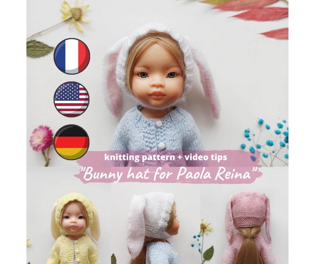 Bunny Hat for Paola Reina 32 Cm Doll KNITTING PATTERN / Clothes for ...