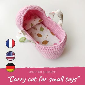 PADRÃO DE CROCHÊ Berço para brinquedos em miniatura Ratinho Maileg, Critters Family / Berço para boneca amigurumi, Cesta de Moisés para ursinho de pelúcia