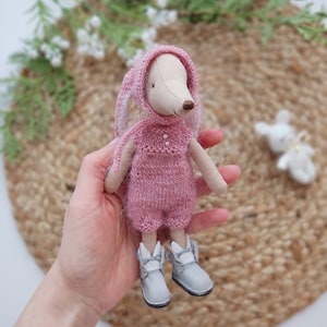 Miniature jumpsuit for Maileg mouse KNITTING PATTERN / Bunny clothes for Big Sister, Mom, teddy bear kleidung, mice knitting PDF image 9