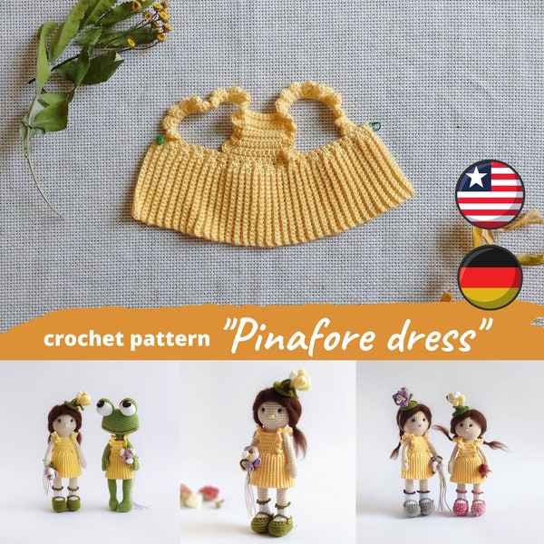 Crochet dress for doll PATTERN, Sundress for mini amigurumi toy, Skirtalls for small Waldorf doll, Romper skirt for teddy bear clothes pdf