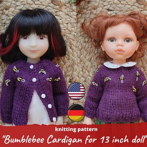 Bee cardigan for Paola Reina KNIT PATTERN on Easter, Bee sweater for 32 cm 13 in doll, Knitwear for Ruby Red, Little Darling clothes