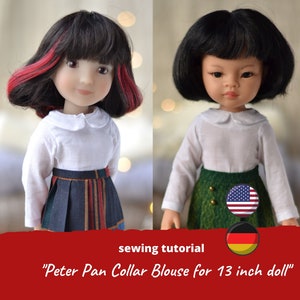 Peter Pan collar blouse for 13 inch doll SEWING PATTERN / Paola Reina clothes pdf, Ruby Red Siblies outfit, Boneka top, Little Darling shirt