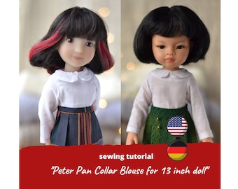 Bubikragen Bluse für 13 zoll Puppe SCHNITTMUSTER / Paola Reina Kleidung pdf, Ruby Red Siblies Outfit, Top Boneka, Shirt von Little Darling