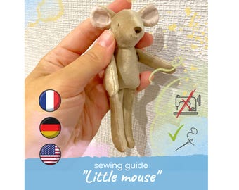 Miniature Mouse Doll Sewing Pattern PDF, 4 Inch Rag Toy Mouse for Dollhouse, Little Mouse Plush Pattern, Handmade Toy Tutorial