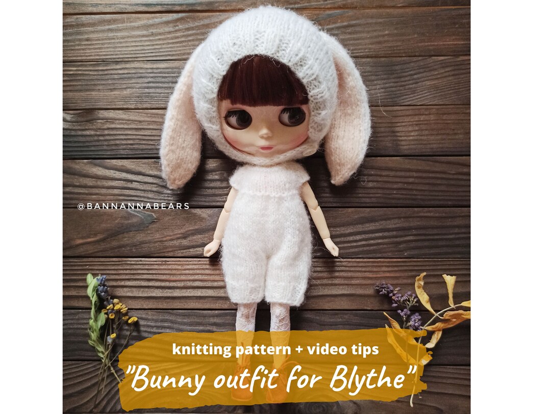 Bunny Outfits for Blythe Doll KNITTING PATTERN / Small Doll Clothes Pdf ...