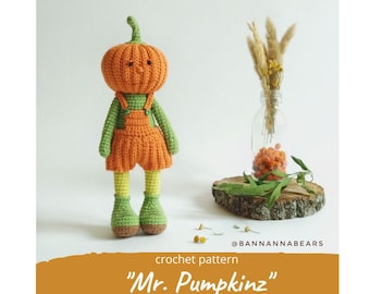 Haakpatroon voor een amigurumi pompoen / Spookachtige knuffel voor Halloween, amigurumi pop (pdf) voor Thanksgiving-decoratie, herfsthaakwerk