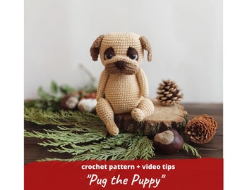 Amigurumi Pug the puppy CROCHET PATTERN / Stuffed frenchie toy crochet pdf, Amigurumi bulldog lover gift, Crochet dog tutorial DIY