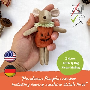 NÄHANLEITUNG für Anfänger Kürbisse imitieren Maschinenstich für kleine & große Schwester Maileg Maus, Miniatur Kleidung Halloween Spielzeug