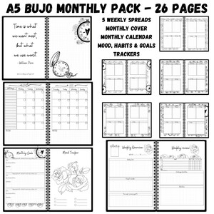 Printable Bullett Journal Printable Monthly Calendar Goal Spread Bujo Insert Weekly Spreads Weekly Habit Tracker Template Bujo Monthly 2023