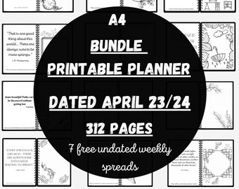 Yearly Planner Printable Dated Planner April 23-24 Bundle Print Bundle Planner Bundle Template Premade Bullett Journal Pages Bujo Monthly