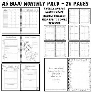 Printable Bullett Journal Printable Monthly Calendar Goal Spread Bujo Insert Weekly Spreads Weekly Habit Tracker Template Bujo Monthly 2023